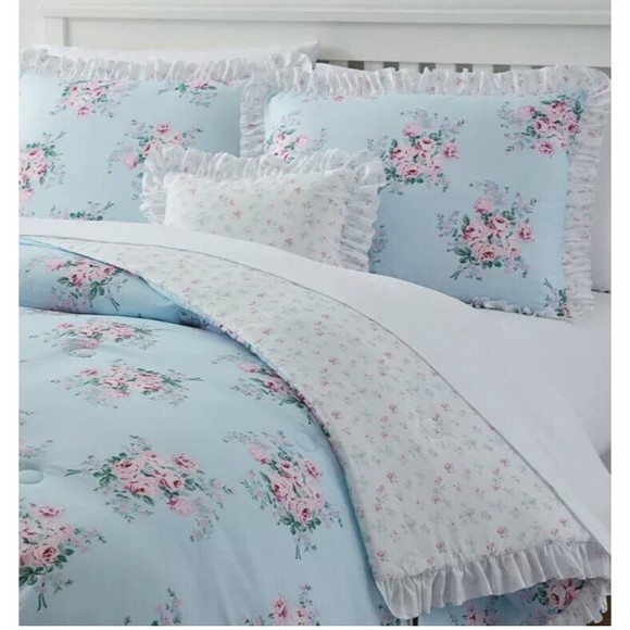SIMPLY SHABBY CHIC Rachel Ashwell Reversible Bouquet Rose Comforter Set … - Picture 4 of 5